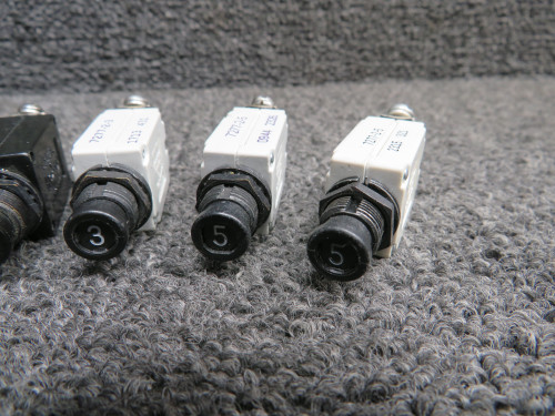 7277-2-2, 7277-2-3, 7277-2-5 Klixon Push Circuit Breaker Set of 6 (2, 3, 5 Amps)