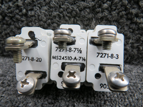 7271-8-3, 7271-8-7.5, 7271-8-20 Klixon Push to Reset Circuit Breaker Set