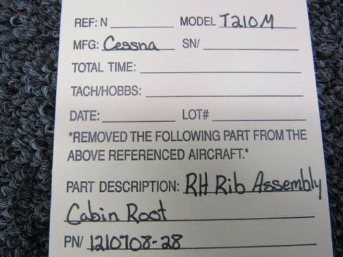 1210708-28 Cessna T210M Rib Assembly Cabin Root RH