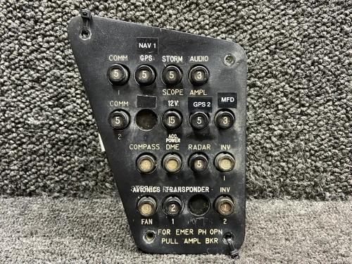 60-324133-3, 7274-2, 7277-2 Klixon Lower Co-Pilot Circuit Breaker Panel Assy