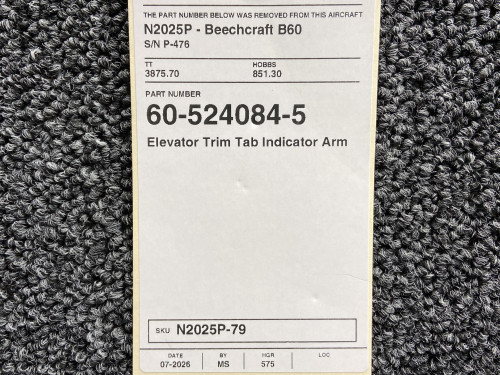 60-524084-5 Beechcraft B60 Elevator Trim Tab Indicator Arm