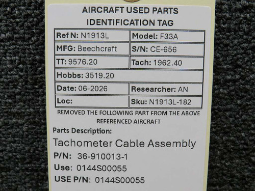 36-910013-1 (Use: 0144S00055) Beechcraft F33A Tachometer Cable Assembly