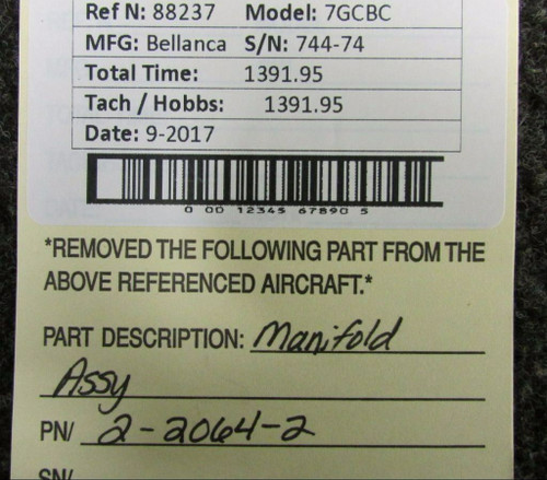 2-2064-2 Bellanca 7GCBC Manifold Assembly