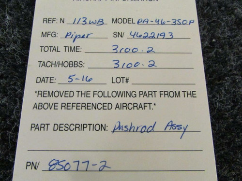 85077-002 Piper PA46-350P Flap Drive Push Rod Assembly