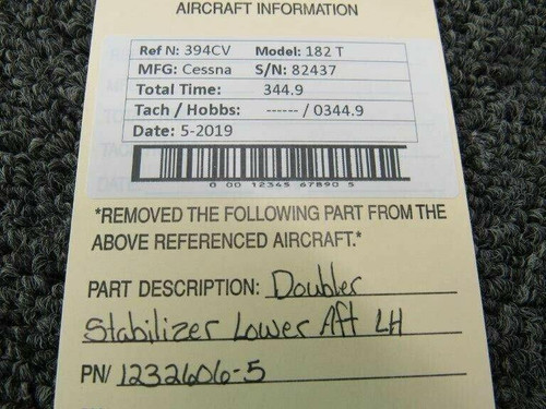 1232606-5 Cessna 182T Doubler Stabilizer Lower Aft LH BAS Part Sales | Airplane Parts