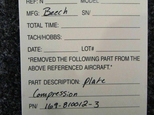 Beechcraft 169-810012-3 Beech Plate Compression NEW SA