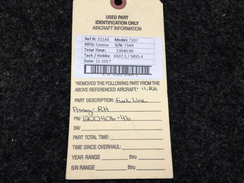 1200406-46 Cessna T207 Fuel Line Assy RH