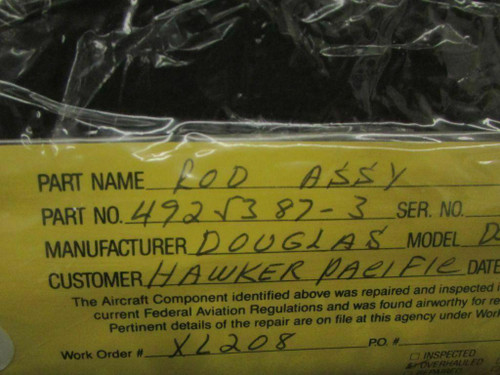 4925387-3 Douglas DC-9 Rod Assembly W/ Serviceable Tag (SA) BAS Part Sales | Airplane Parts