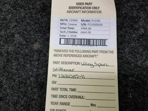 Cessna 1221057-11 Cessna P210N Wing Spar Stiffener Assy