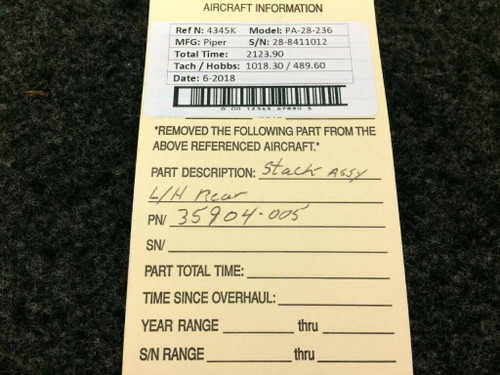 Piper 35904-005 Piper PA-28-236 LH Rear Stack Assy