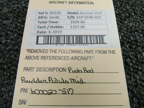 Aerostar 600050-517 Aerostar 601P Push Rod Rudder Pedals Middle