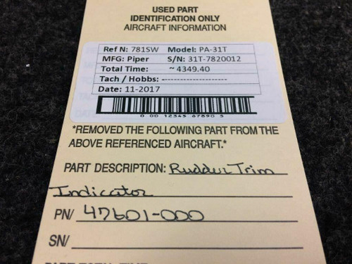 Piper 47601-000 Piper PA-31T Rudder Trim Indicator
