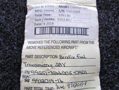 99251-3266005-0401 (Alt: 9912019-16) Citation 500 Bendix Fuel Transmitter (28V)