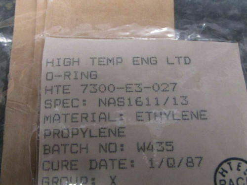 Does Not Apply HTE7300-E3-027 / NAS1611/13 High Temp Engine O-Ring Pack Lot of 20SA