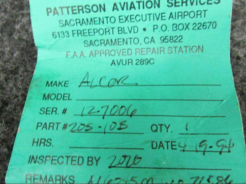 205-10B Alcor Exhaust Gas Temperature Indicator (CORE) (SA) BAS Part Sales | Airplane Parts