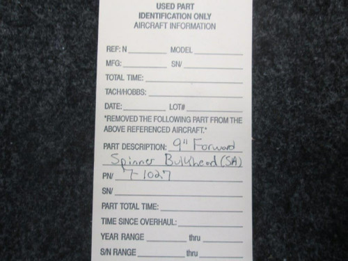 7-1027 9" Forward Spinner Bulkhead (SA)