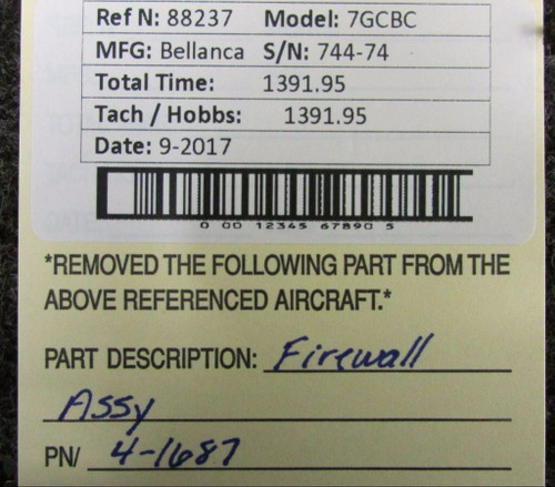 4-1687 Bellanca 7GCBC Firewall Assy