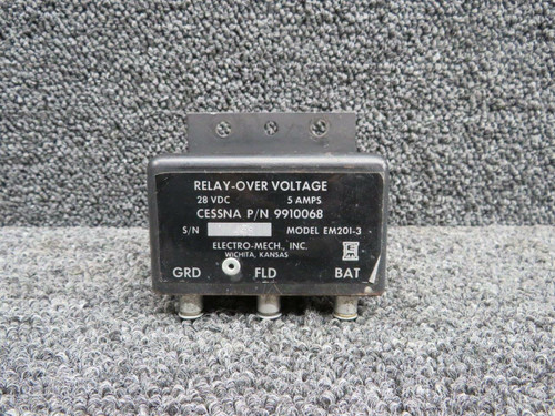 9910068 (M/N: EM201-3) Electro-Mech Over Voltage Relay (28V) BAS Part Sales | Airplane Parts