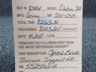 5525502-5 Cessna Citation 500 Speed Brake Trunnion Support LH