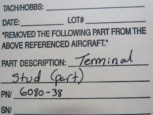 6080-38 Terminal Stud BAS Part Sales | Airplane Parts