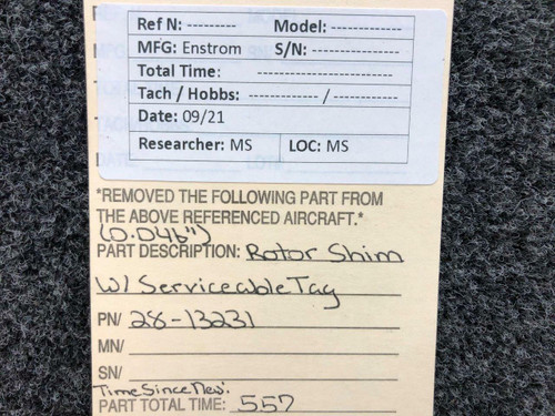 Enstrom 28-13231 Enstrom Rotor Shim 0.040 W/ Serviceable Tag SA