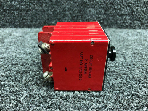 Klixon 6752-305-2 Klixon Tri-Circuit Breaker Amps 2, Push Style NEW OLD STOCK SA