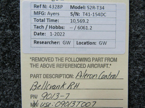 Ayres 9013-7 USE 09013T007 Ayres S2R-T34 Aileron Control Bellcrank Assembly RH