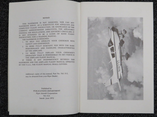 1965 Piper Cherokee 140 Owners Manual