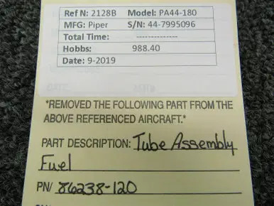 86238-120 Piper PA44-180 Tube Assembly Fuel