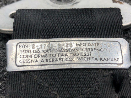 Cessna Aircraft Parts S-1746B-25 USE LL01AA27AA29AA Cessna 207 Lap Belt Minus Latch