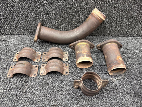C169-7, C169-9, C169-11 Lycoming O-540-F1B5 Exhaust Riser and Clamp Set