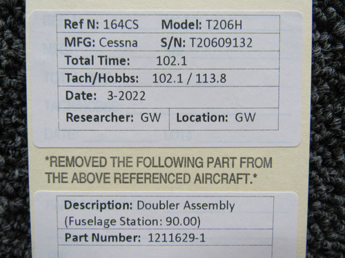 1211629-1 Cessna T206H Doubler Assembly (Fuselage Station: 90.00)