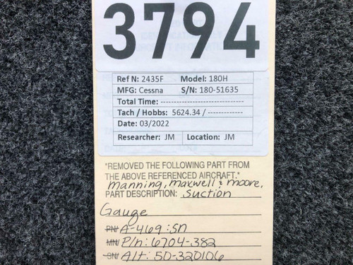 Manning Maxwell Moore 6704-382 ALT 50-320106 Manning Maxell and Moore Suction Gauge