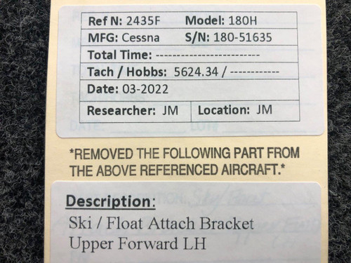 Cessna 180H Float / Ski Mount Attach Bracket Upper Forward LH (Aftermarket) BAS Part Sales | Airplane Parts