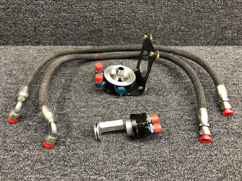 Aviation Development 50001-1 Continental IO-470-L5 ADC Remote Oil Filter Adapter W/ Bracket and Lines