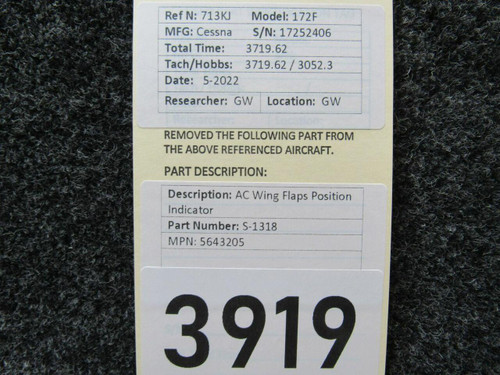 AC Products S-1318 MPN 5643205 AC Wing Flaps Position Indicator