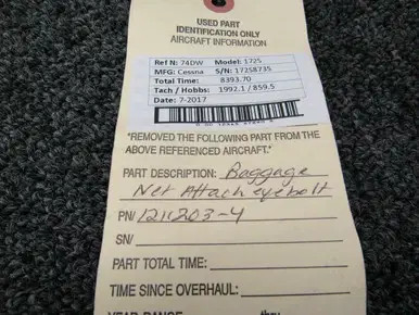 1211203-4 Cessna 172S Baggage Net Attach Eyebolt