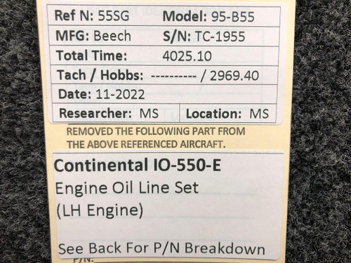 Aeroquip Continental IO-550-E Aeroquip BDL Engine Oil Line Set (LH Engine) 