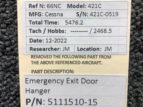 5111510-15 Cessna 421C Emergency Exit Door Hanger