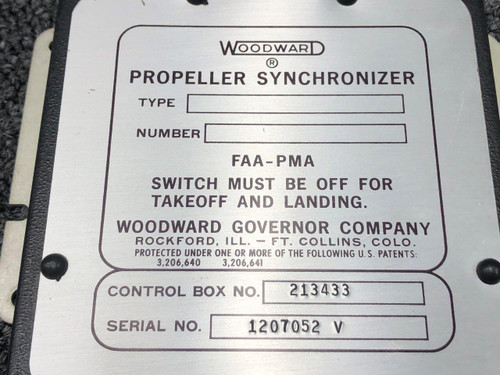 213433 (Use: 213781) Woodward Propeller Synchronizer Box Assembly For Sale