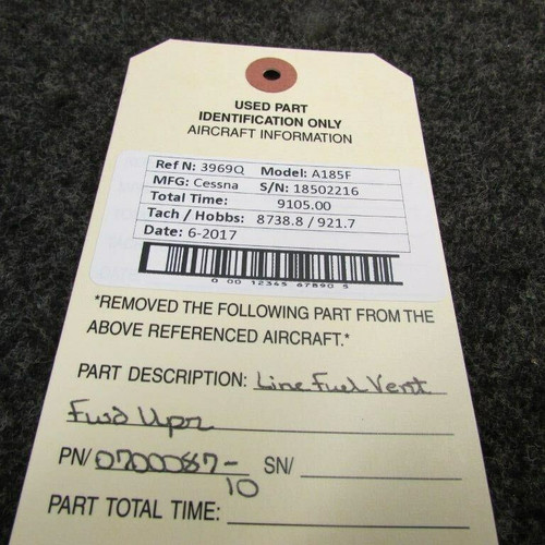 0700087-10 Cessna A185F Line Fuel Vent Fwd Upper