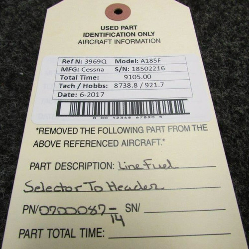 0700087-14 Cessna A185F Line Fuel Selector To Header