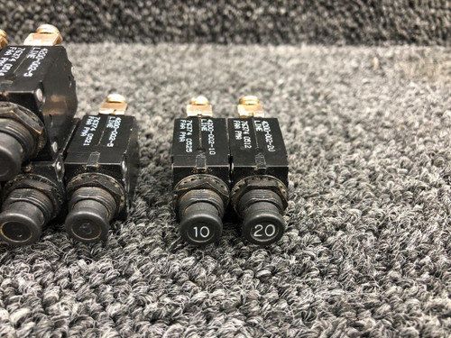 Mechanical Products 4200-002 Mechanical Products Push Circuit Breaker Set (Amps: 2, 3, 5, 10, 20) 