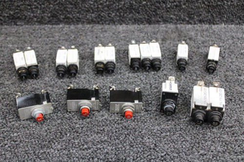 7277-2, 105-250-101, PSM Klixon Circuit Breaker Set of 17 (Various Amps)