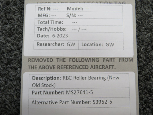 MS27641-5 (Alt: S3952-5) RBC Roller Bearing (New Old Stock)