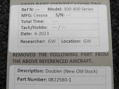 0822580-1 Cessna 300-400 Series Doubler (New Old Stock)