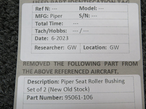 95061-106 Piper Seat Roller Bushing Set of 2 (New Old Stock)