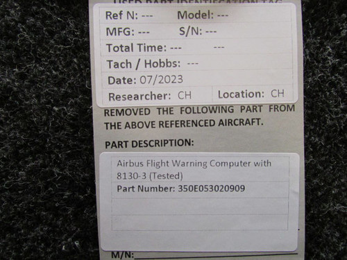 350E053020909 Airbus Flight Warning Computer has 8130-3 (Tested)