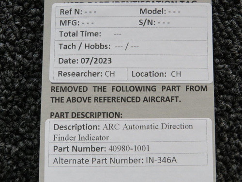 40980-1001 ARC IN-346A Automatic Direction Finder Indicator For Sale