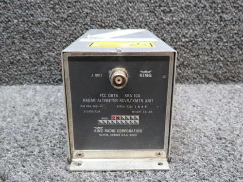 066-1061-03 King Radio KRA-10A Radar Altimeter Receiver Transmitter w Mods (28V)